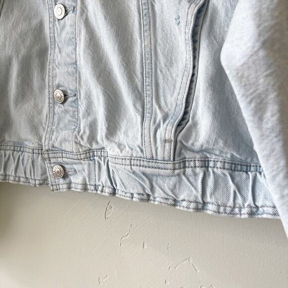 American Eagle Outfitters Light Wash Denim Jacket Trucker Coat Size XXL - Picture 4 of 6